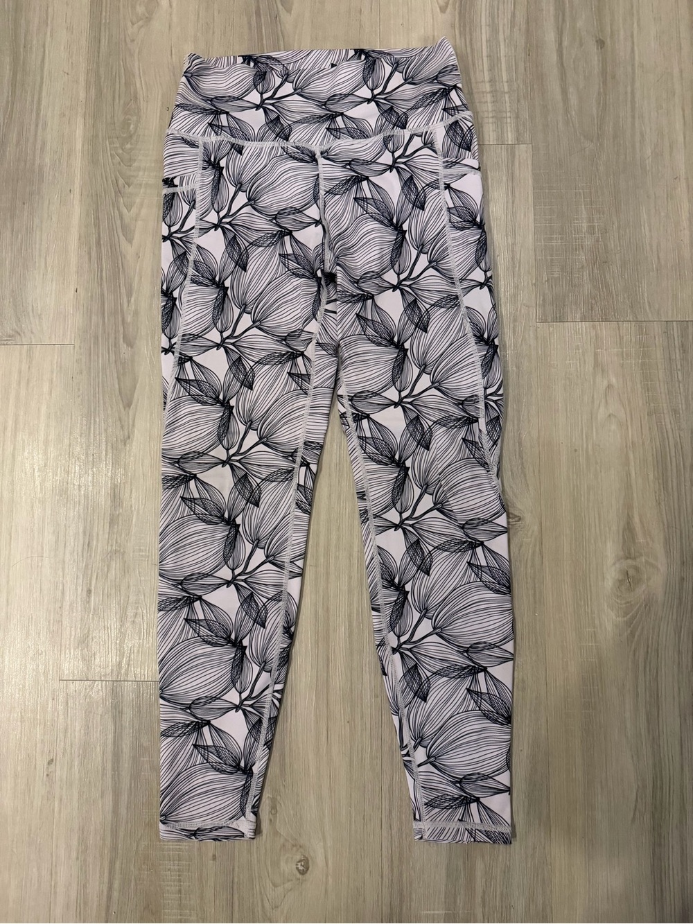 BuffBunny Floral Print Leggings - Light Purple/Pink and Black